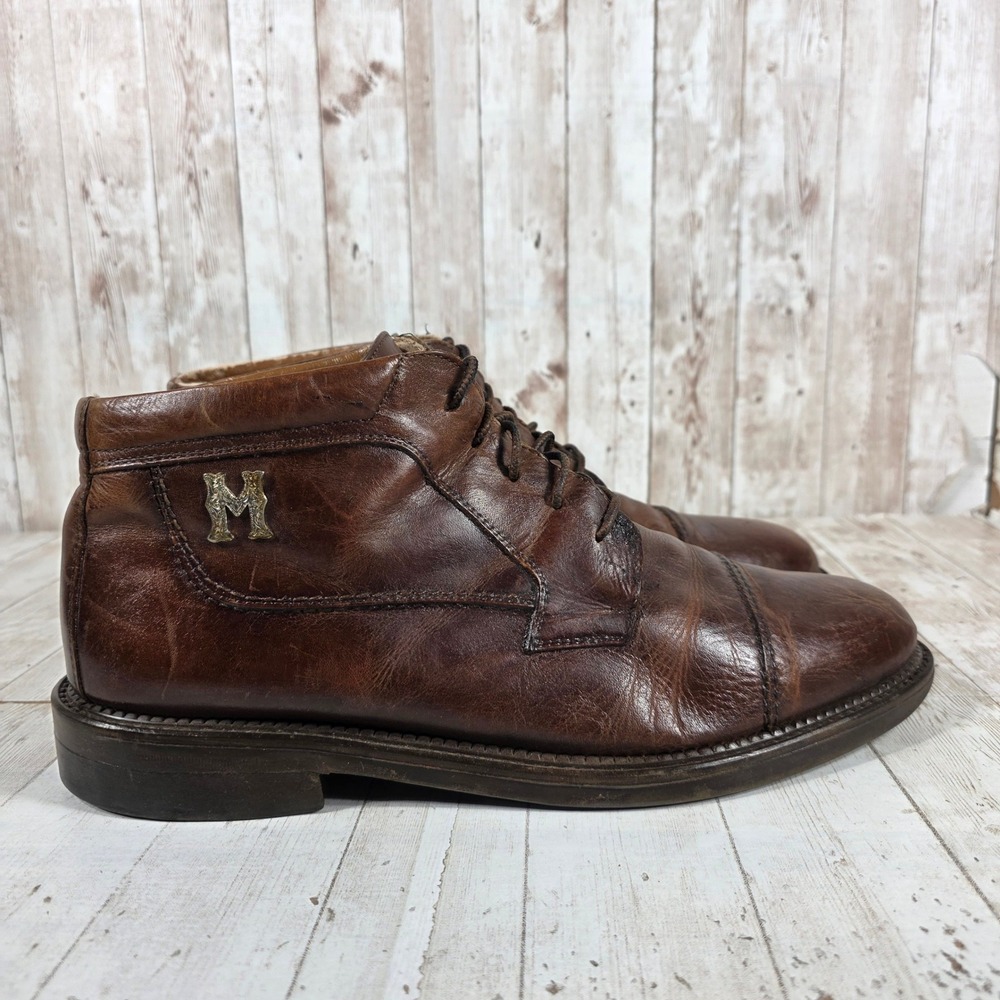 Venturini Mens Brown Leather Cap Toe Chukka Boots Made in Italy Size 12 D